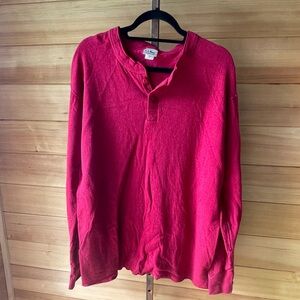 L.L. Bean Crimson Long Sleeve Henley Shirt Large